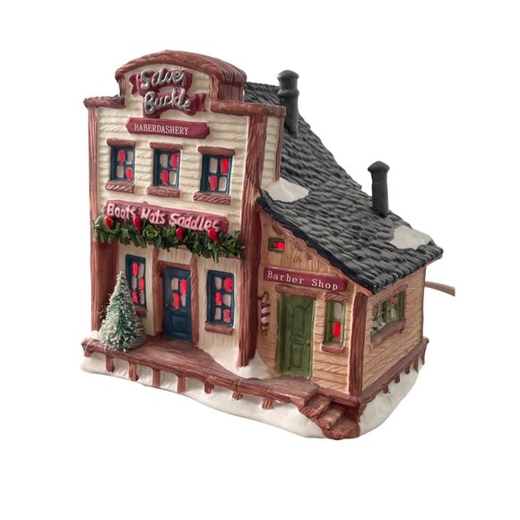 Vtg 1995 Seasonal Specialties Silver Buckle Haberdashery and Barber Shop Village - Picture 1 of 9